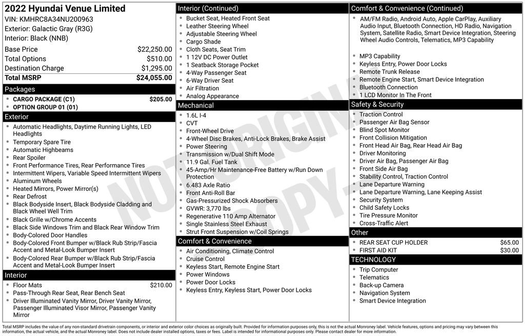 Used 2022 Hyundai Venue Limited w/ Cargo Package image 9