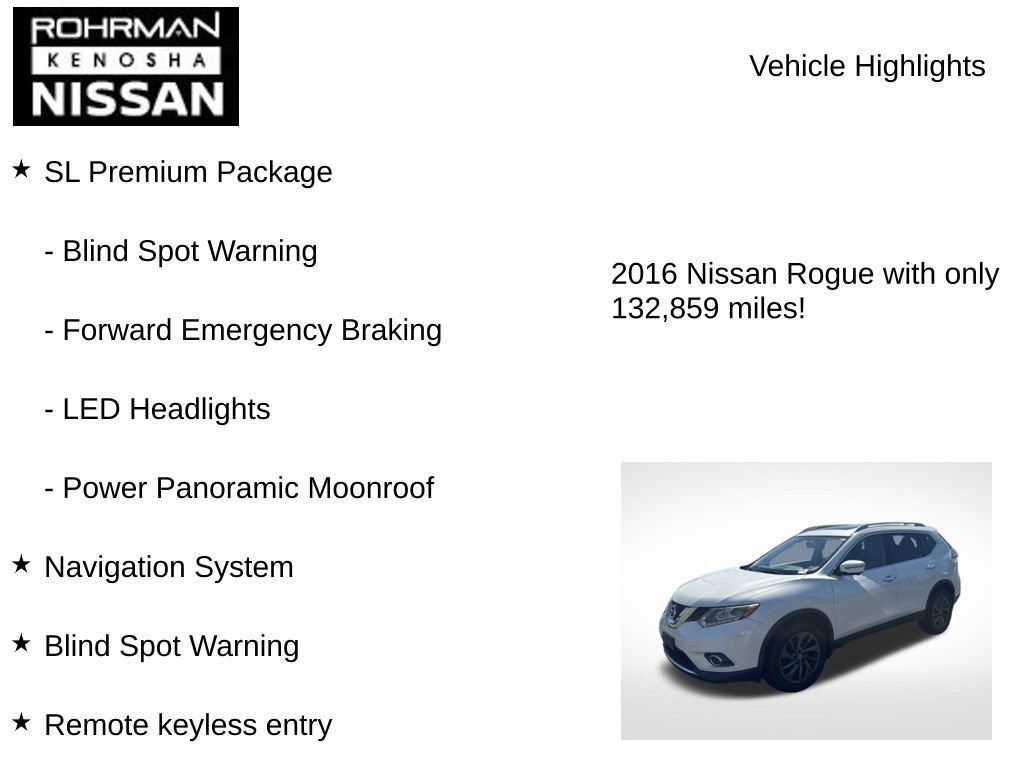 Used 2016 Nissan Rogue SL w/ SL Premium Package AWD/4WD image 8