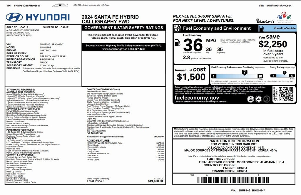 Used 2024 Hyundai Santa Fe Calligraphy image 4