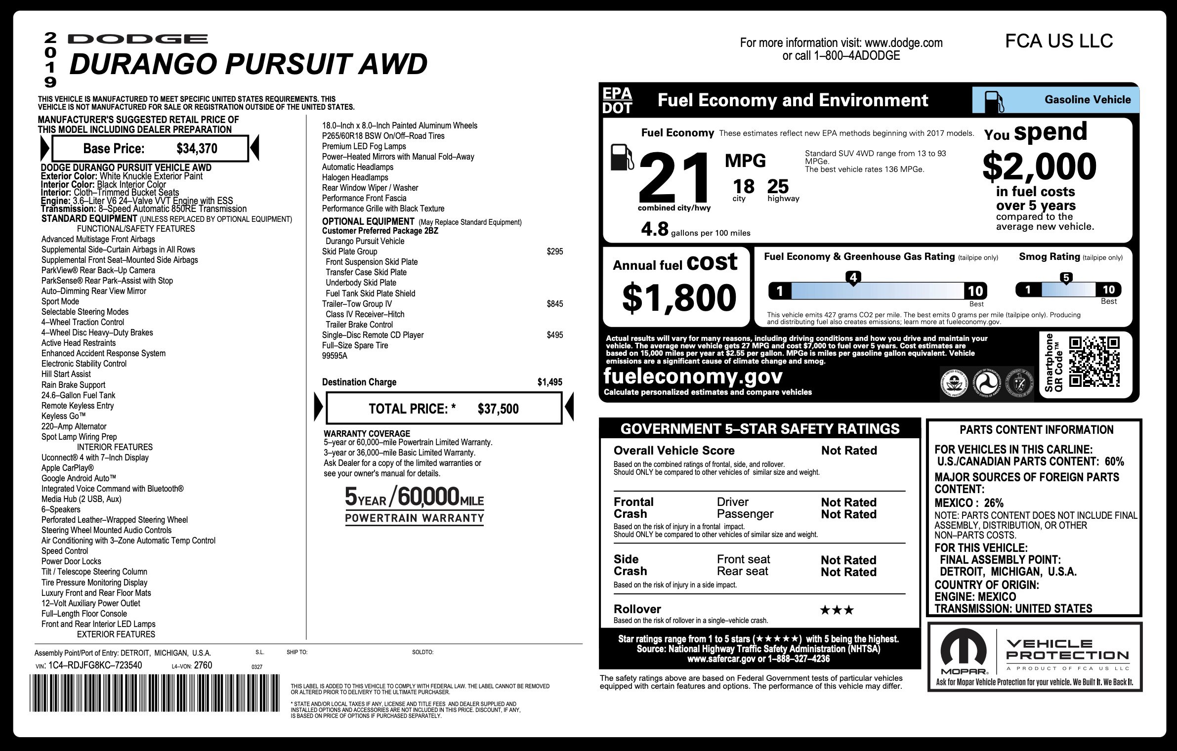 Used 2019 Dodge Durango AWD w/ Trailer Tow Group IV image 2