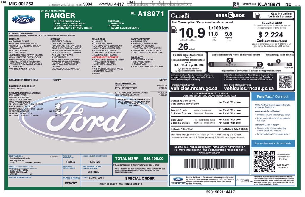 Used 2019 Ford Ranger Lariat w/ Trailer Tow Package AWD/4WD image 7