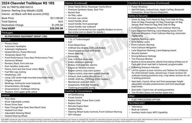 Used 2024 Chevrolet TrailBlazer RS FWD image 33