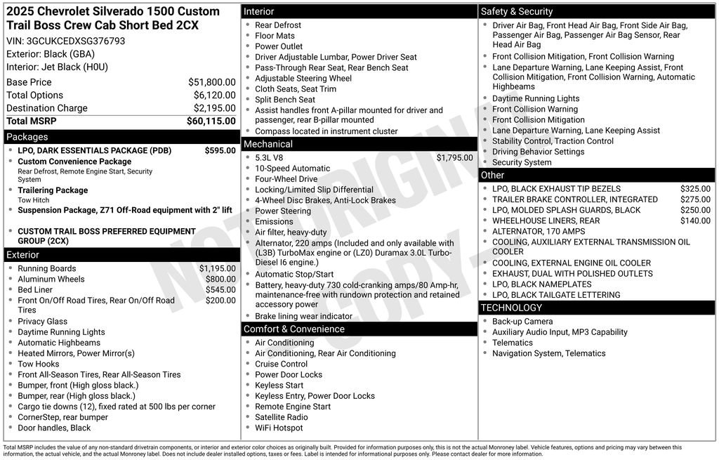 Certified 2025 Chevrolet Silverado 1500 Custom Trail Boss w/ LPO, Dark Essentials Package AWD/4WD image 35