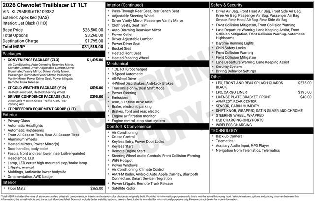 New 2026 Chevrolet TrailBlazer LT w/ Convenience Package AWD/4WD image 5
