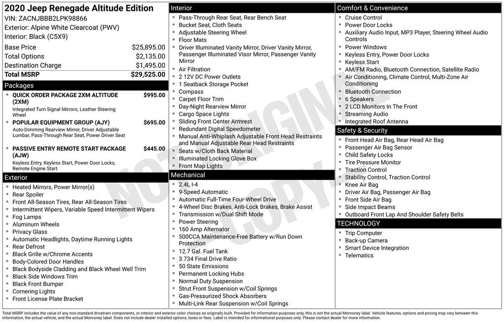 Used 2020 Jeep Renegade Altitude image 44