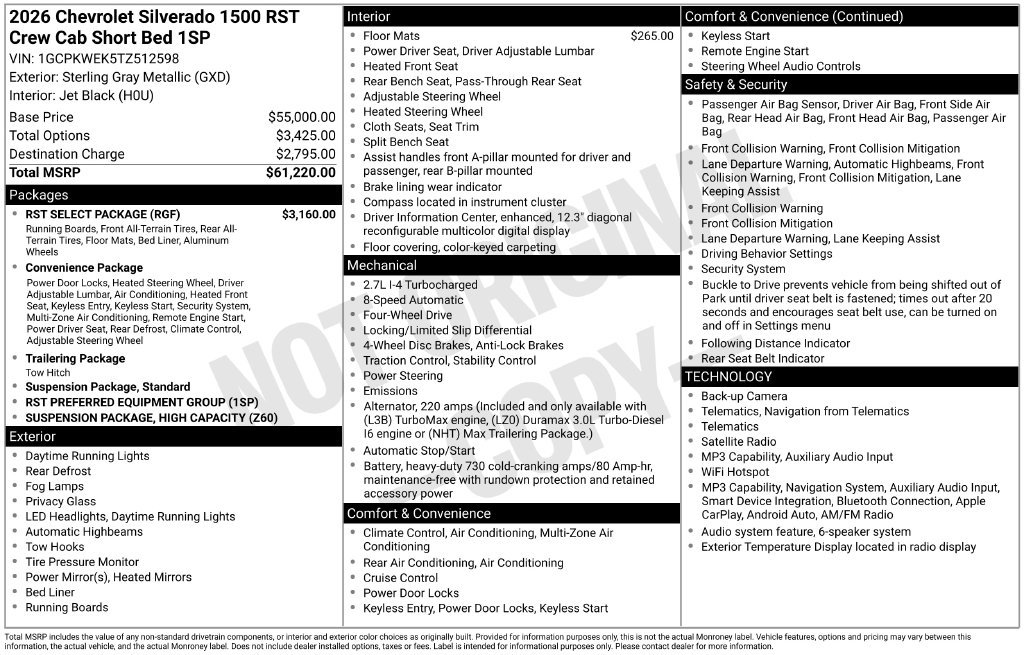 New 2026 Chevrolet Silverado 1500 RST w/ RST Select Package AWD/4WD image 6
