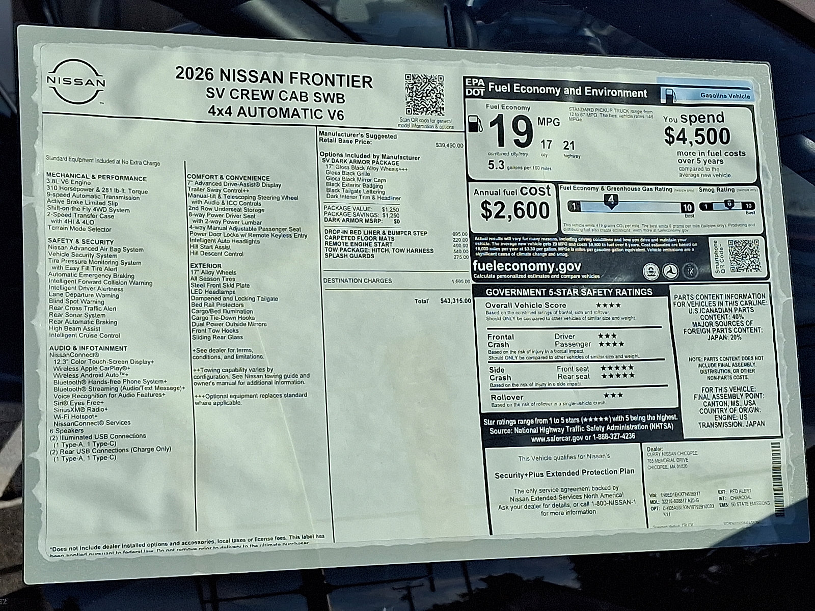 New 2026 Nissan Frontier SV w/ Tow Package image 18