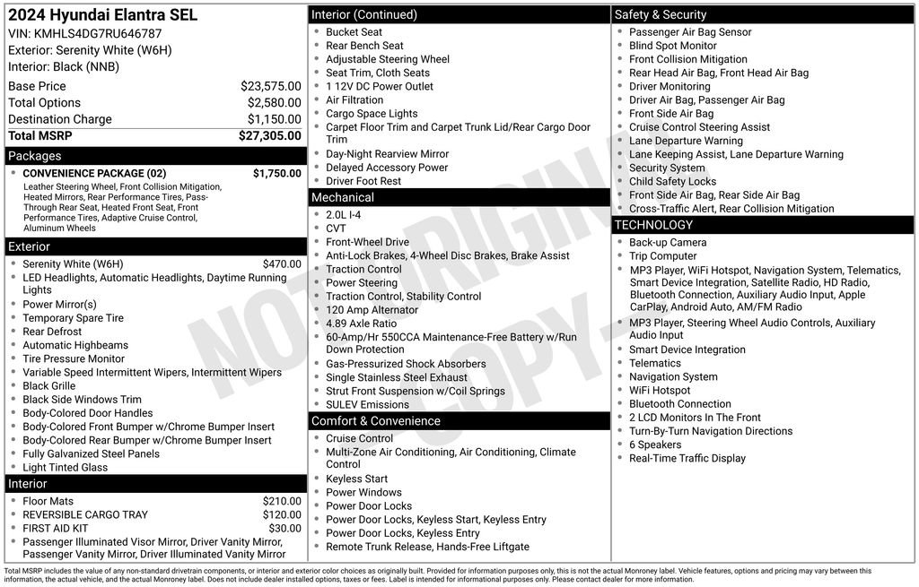 Used 2024 Hyundai Elantra SEL w/ Convenience Package FWD image 6