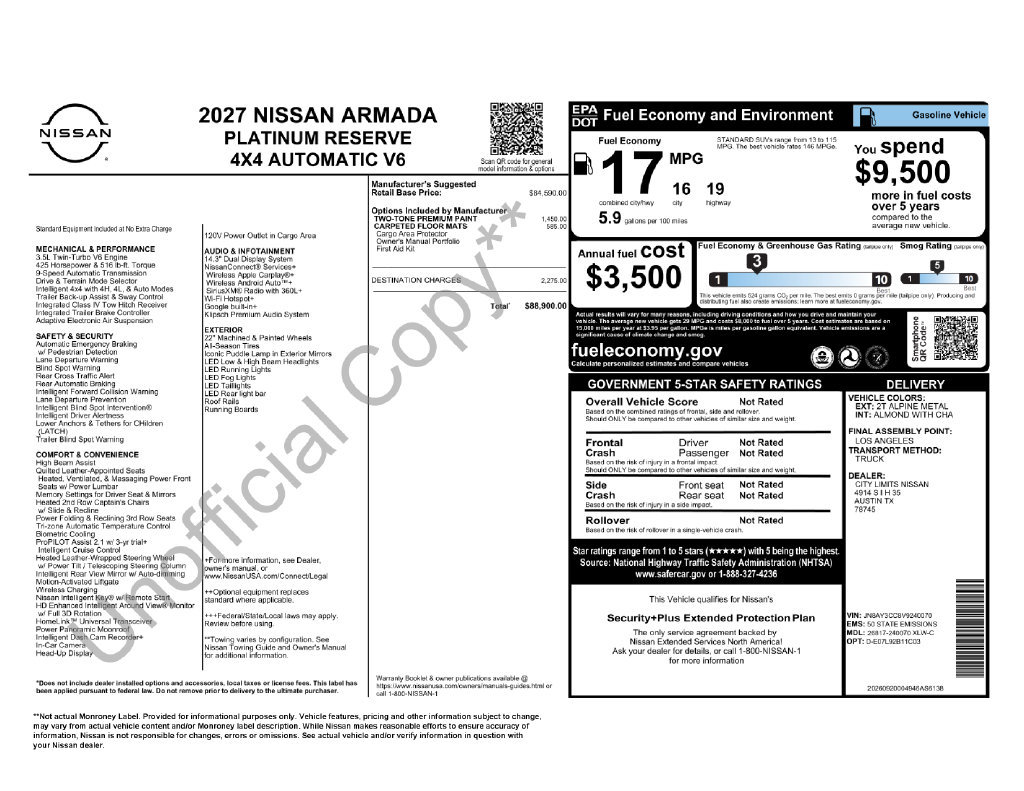 New 2027 Nissan Armada Platinum Reserve AWD/4WD image 5