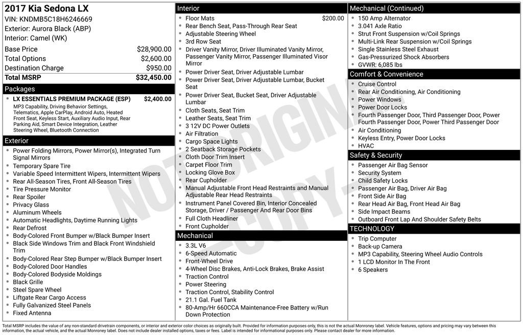 Used 2017 Kia Sedona LX w/ LX Essentials Premium Package FWD image 3