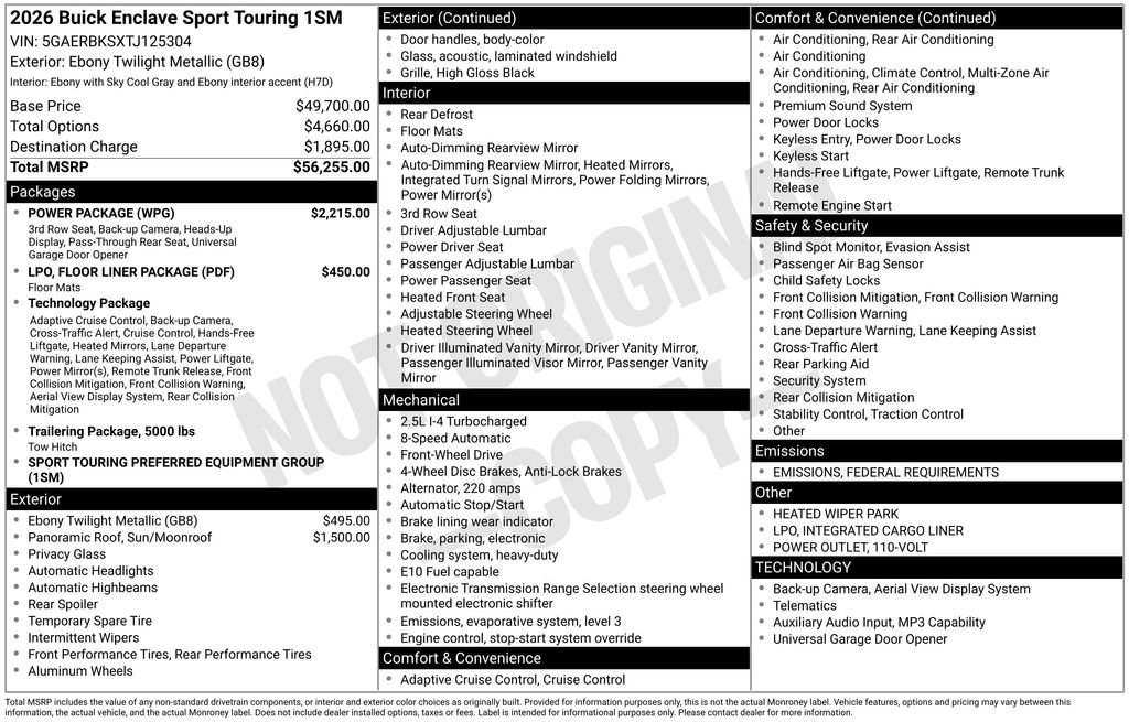 New 2026 Buick Enclave Sport Touring w/ Power Package image 39