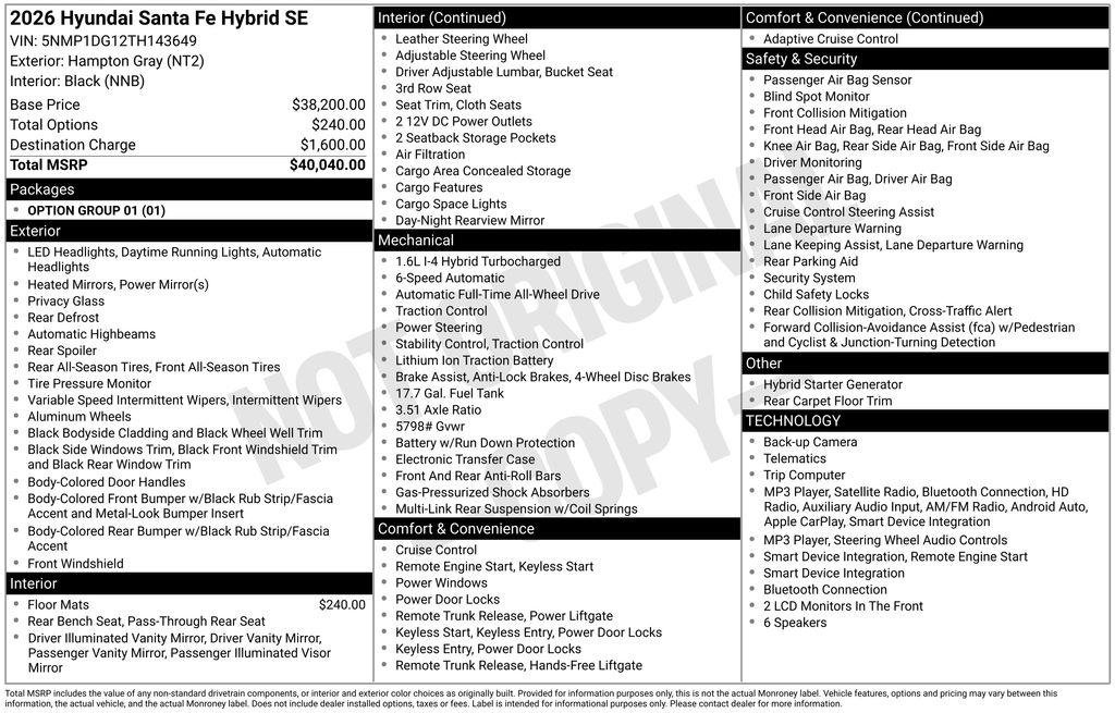 New 2026 Hyundai Santa Fe SE AWD/4WD image 27