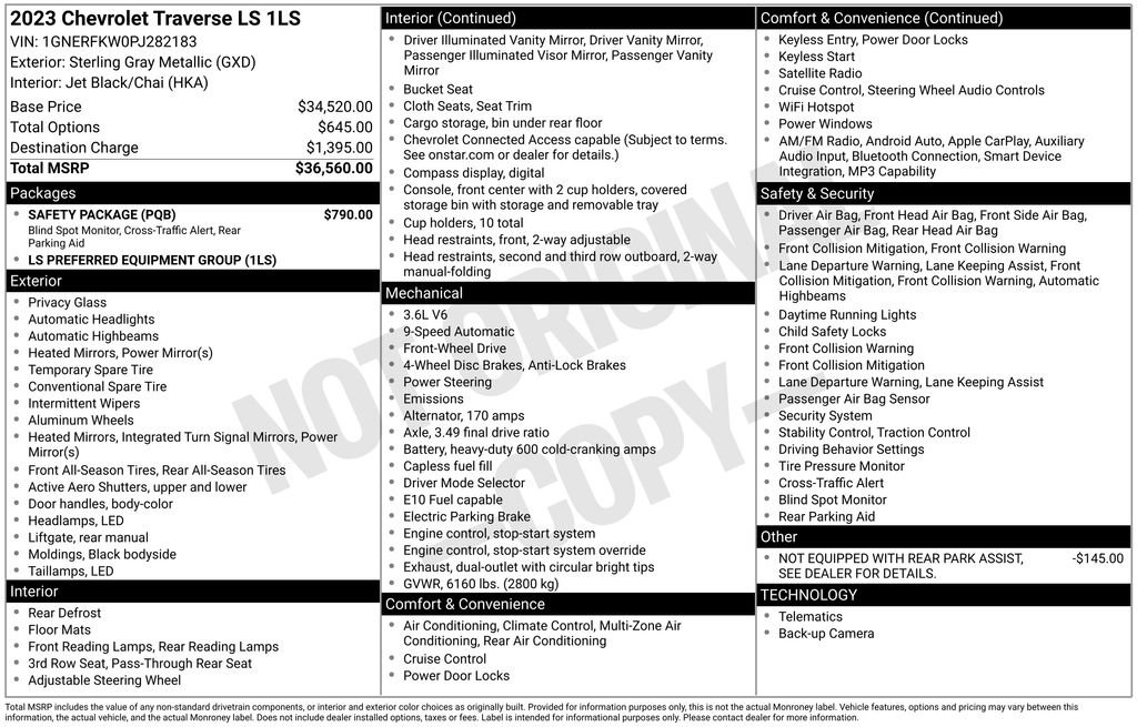 Used 2023 Chevrolet Traverse LS w/ Safety Package FWD image 39