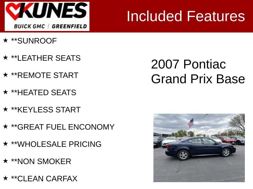Used 2007 Pontiac Grand Prix w/ Sun And Sound Package FWD image 2