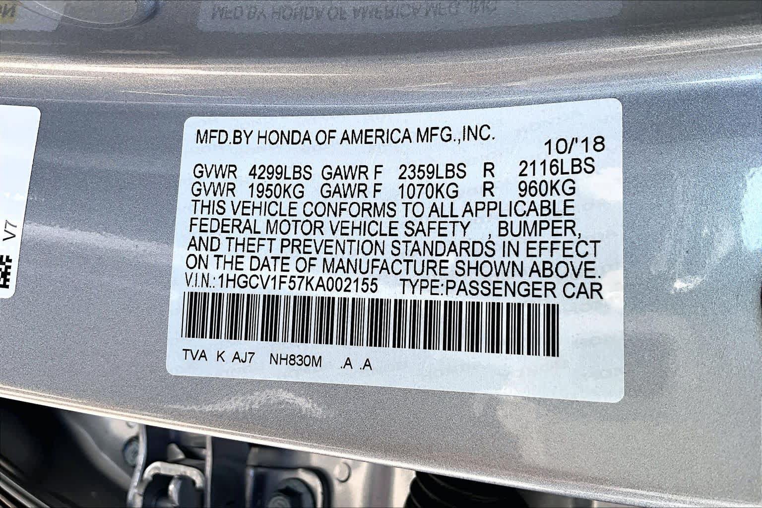 Certified 2019 Honda Accord EX-L image 33