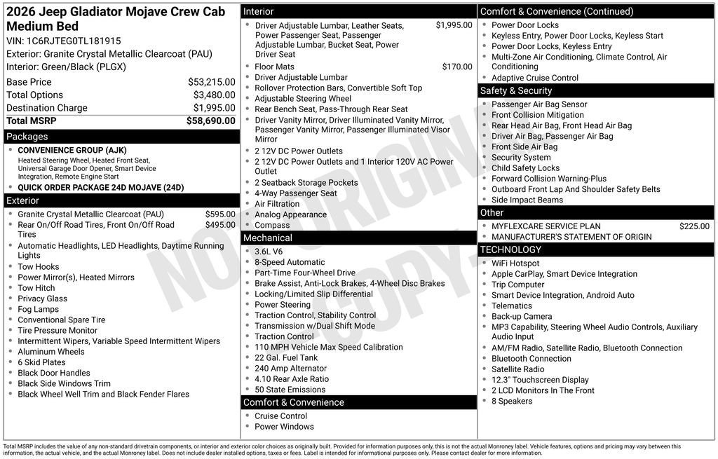 New 2026 Jeep Gladiator Mojave AWD/4WD image 8