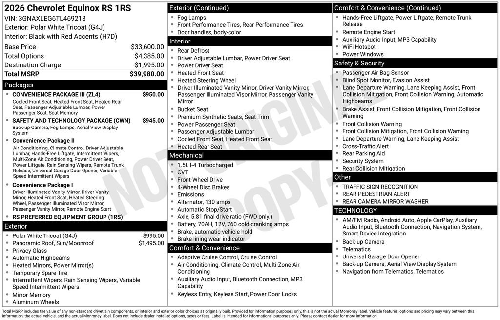Used 2026 Chevrolet Equinox RS w/ Convenience Package III FWD image 5