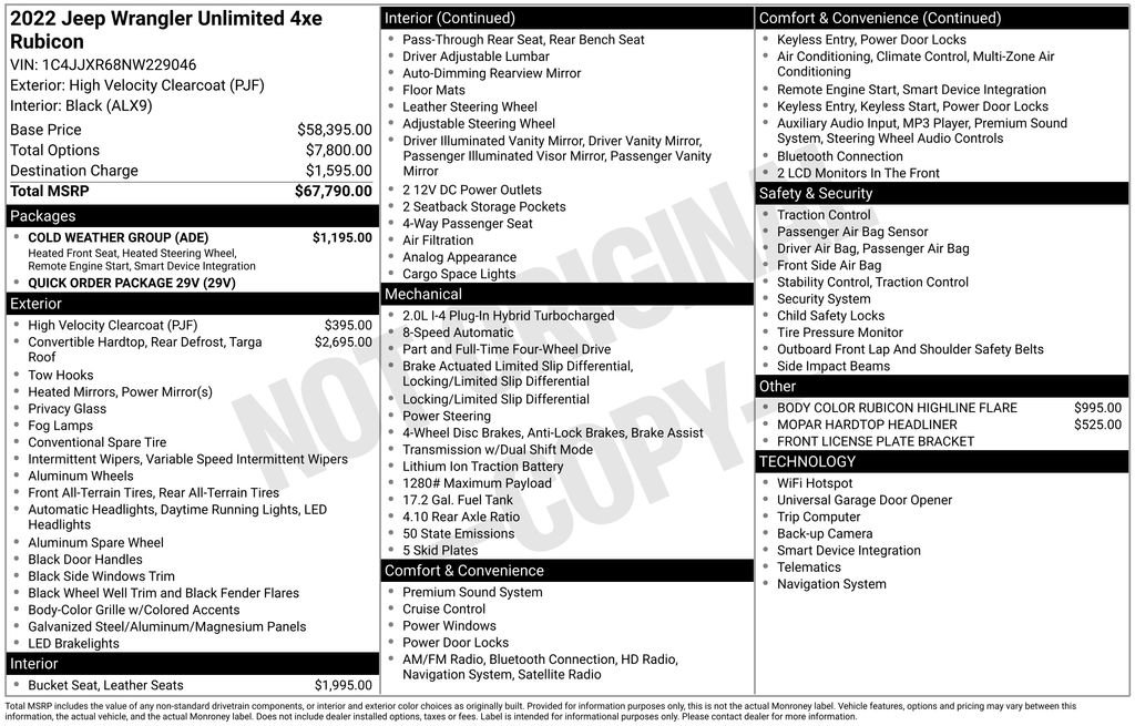 Used 2022 Jeep Wrangler Unlimited Rubicon 4xe w/ Cold Weather Group image 30