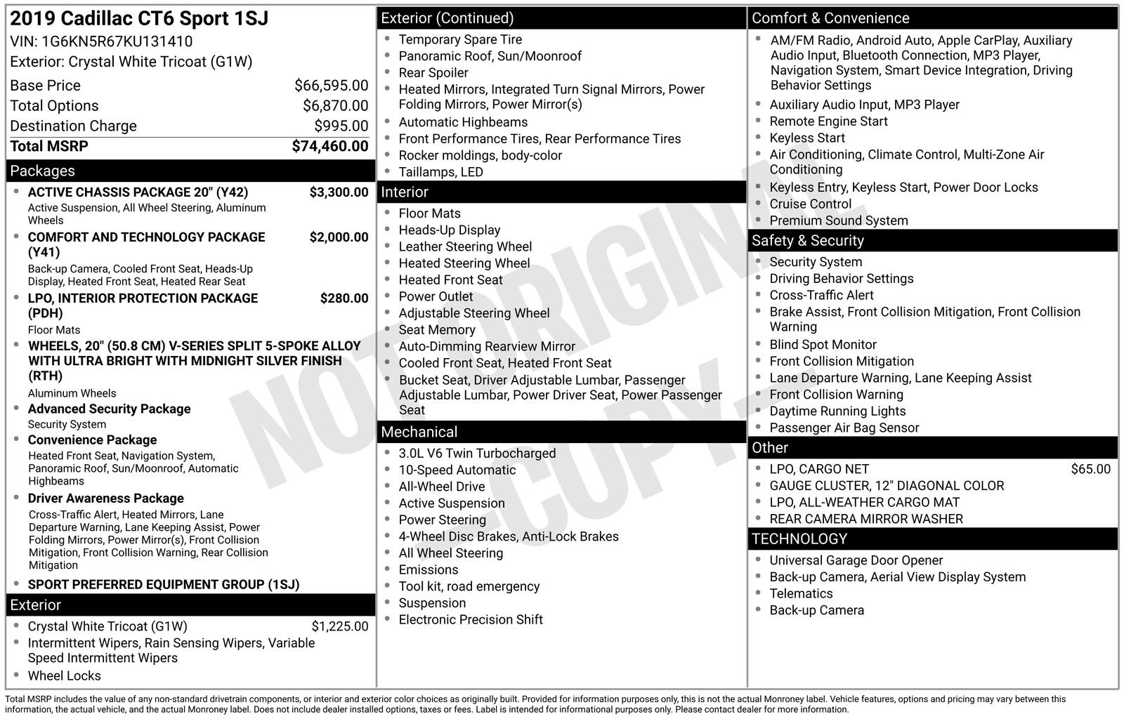 Used 2019 Cadillac CT6 Sport w/ Active Chassis Package 20" image 5