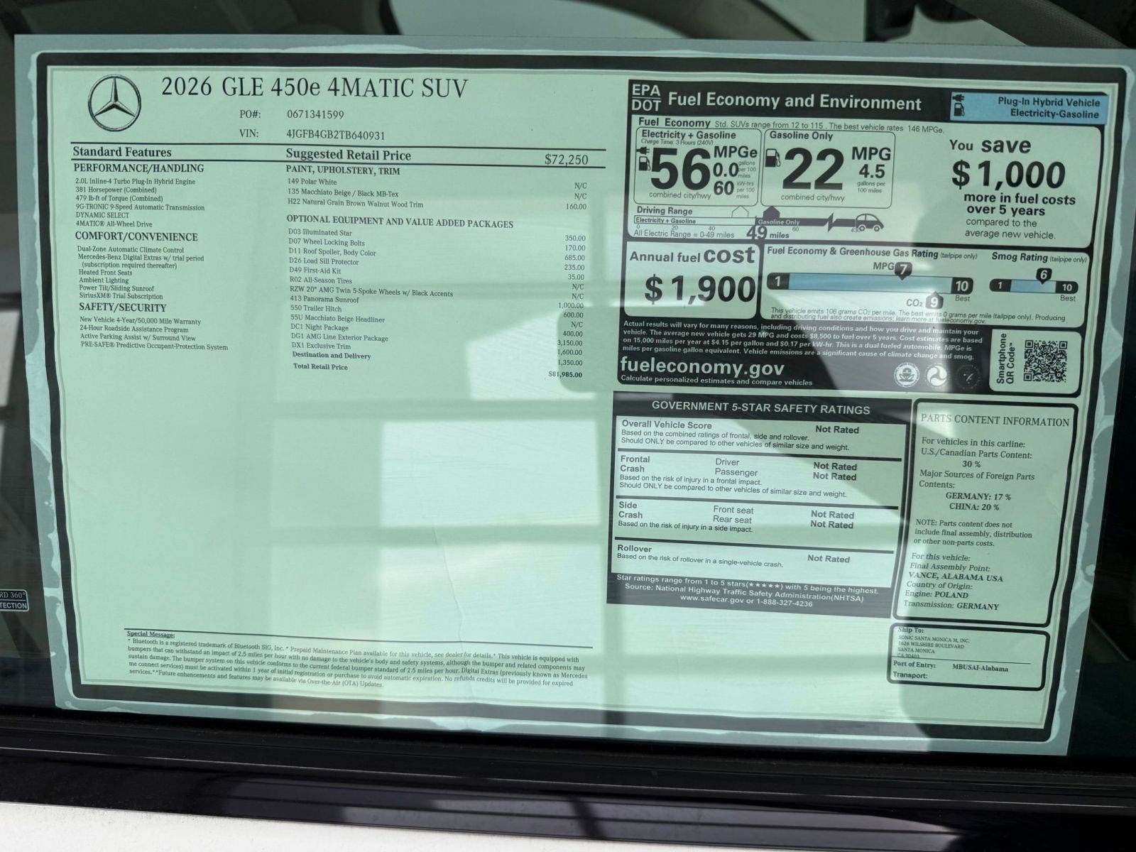 New 2026 Mercedes-Benz GLE 450e 4MATIC image 32