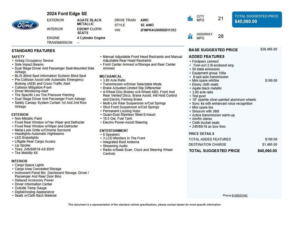Used 2024 Ford Edge SE AWD/4WD image 35