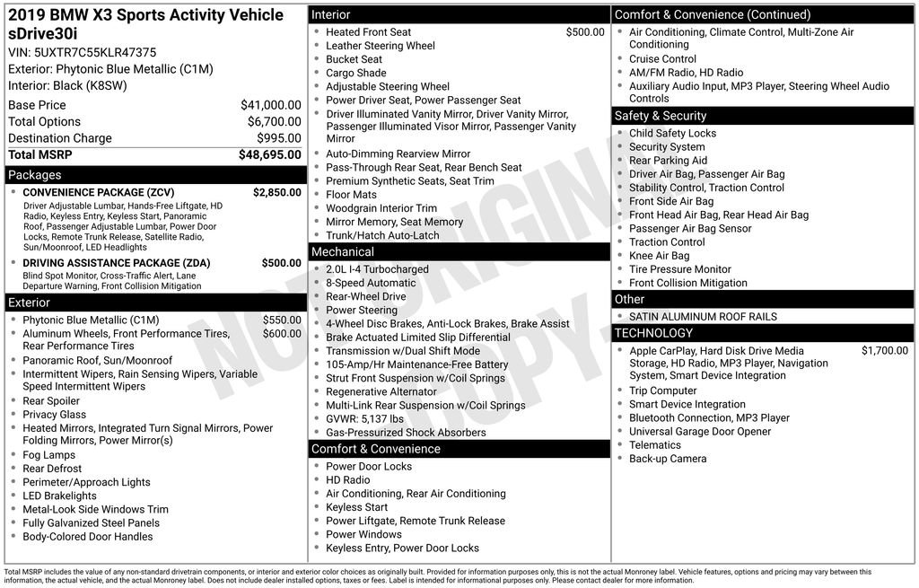 Used 2019 BMW X3 sDrive30i w/ Convenience Package image 24