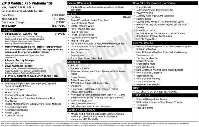 Certified 2018 Cadillac XT5 Platinum w/ Driver Assist Package AWD/4WD image 4