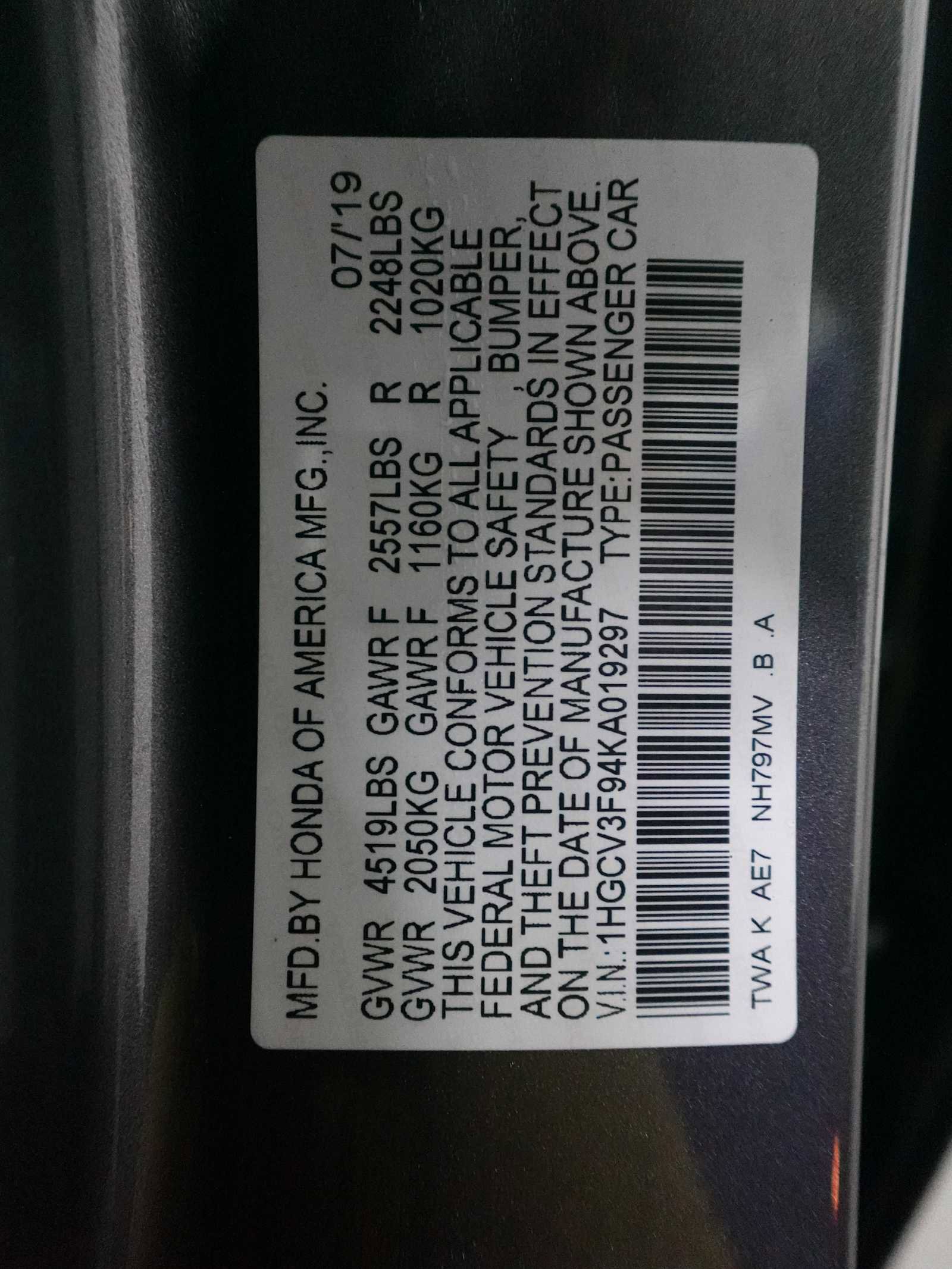 Certified 2019 Honda Accord Touring image 31