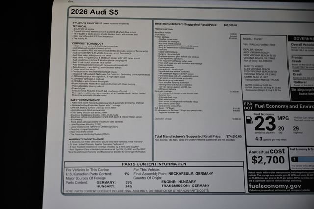 New 2026 Audi S5 Prestige AWD/4WD image 25