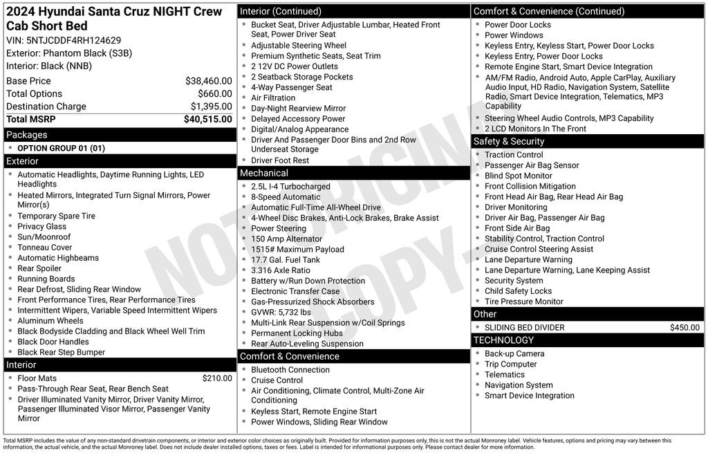 Certified 2024 Hyundai Santa Cruz Night AWD/4WD image 2