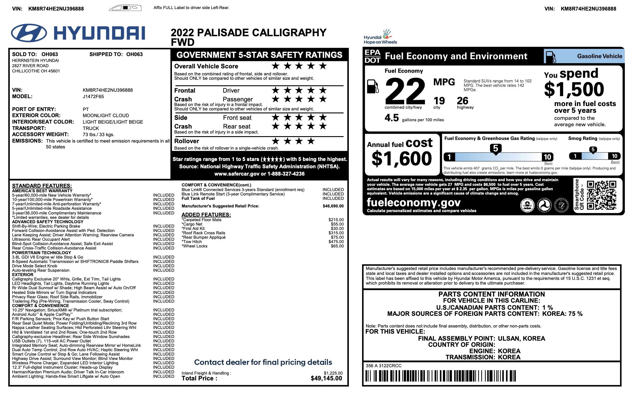 Used 2022 Hyundai Palisade Calligraphy image 5