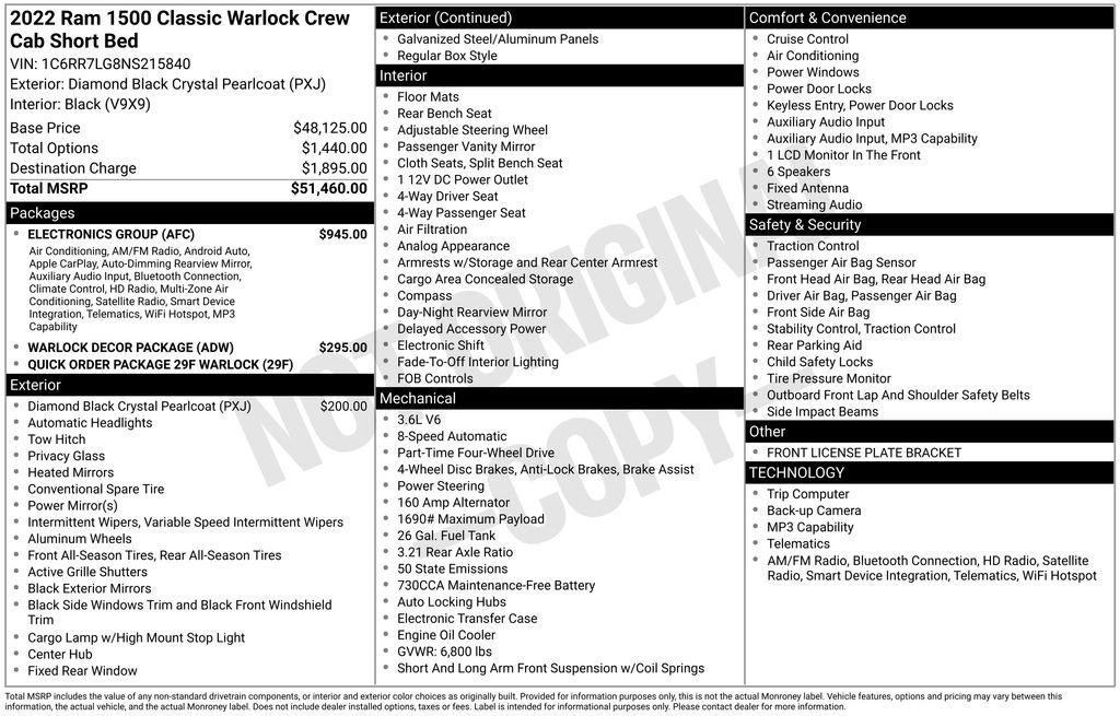 Used 2022 RAM 1500 Classic Warlock w/ Electronics Group image 3