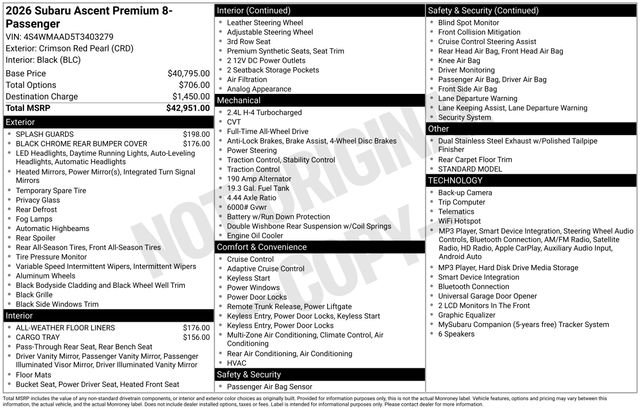 Certified 2026 Subaru Ascent Premium AWD/4WD image 29