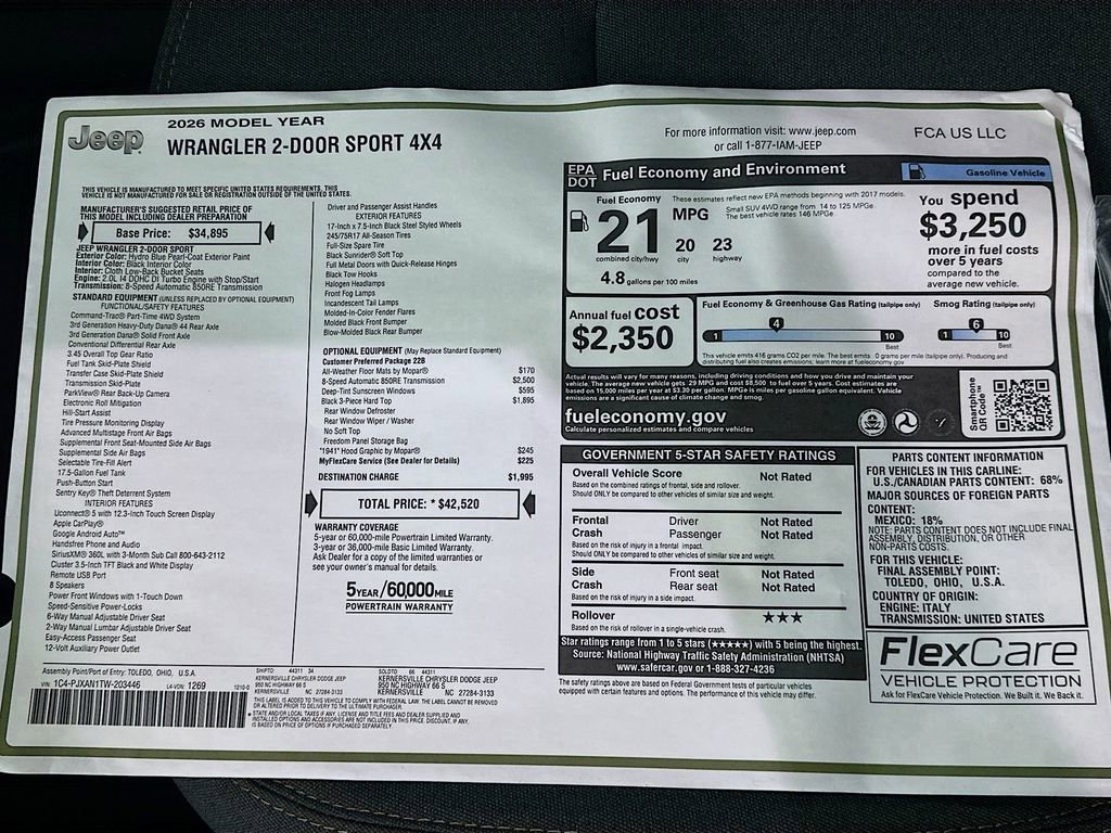 New 2026 Jeep Wrangler Sport image 21