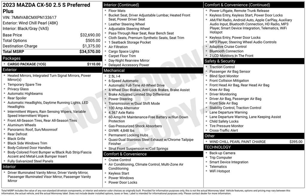 Certified 2023 MAZDA CX-50 2.5 S w/ Cargo Package image 10