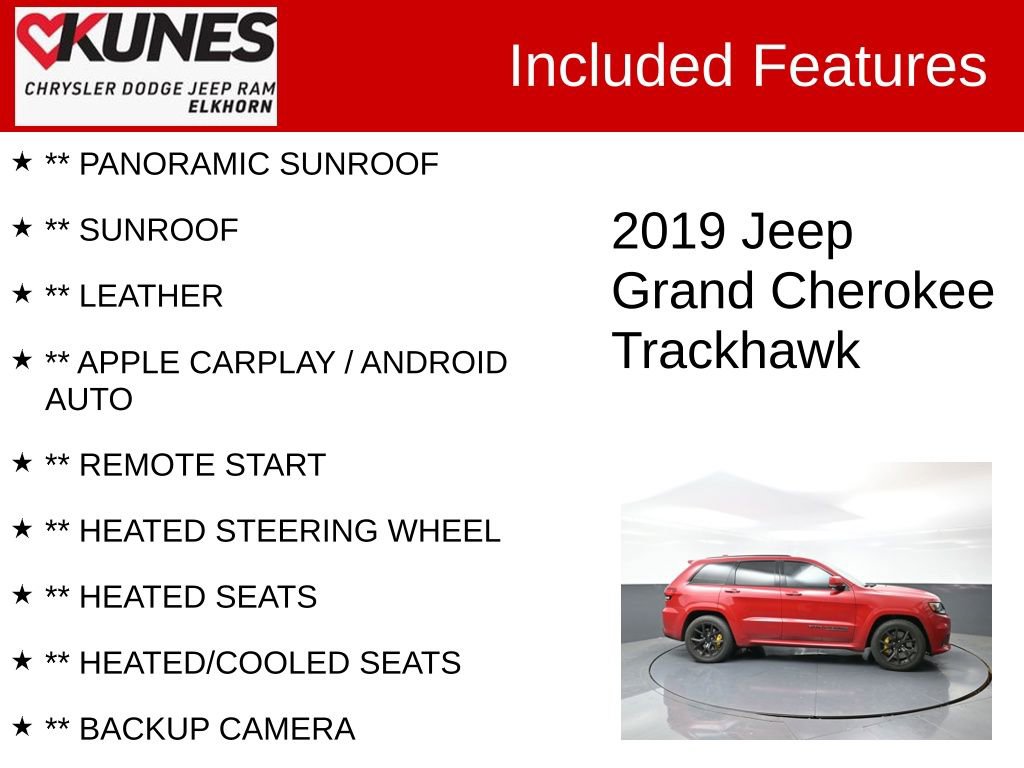 Used 2019 Jeep Grand Cherokee Trackhawk w/ Trailer Tow Group IV image 3