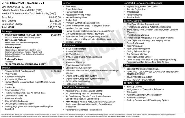 Used 2026 Chevrolet Traverse Z71 w/ Driver Confidence Package AWD/4WD image 5