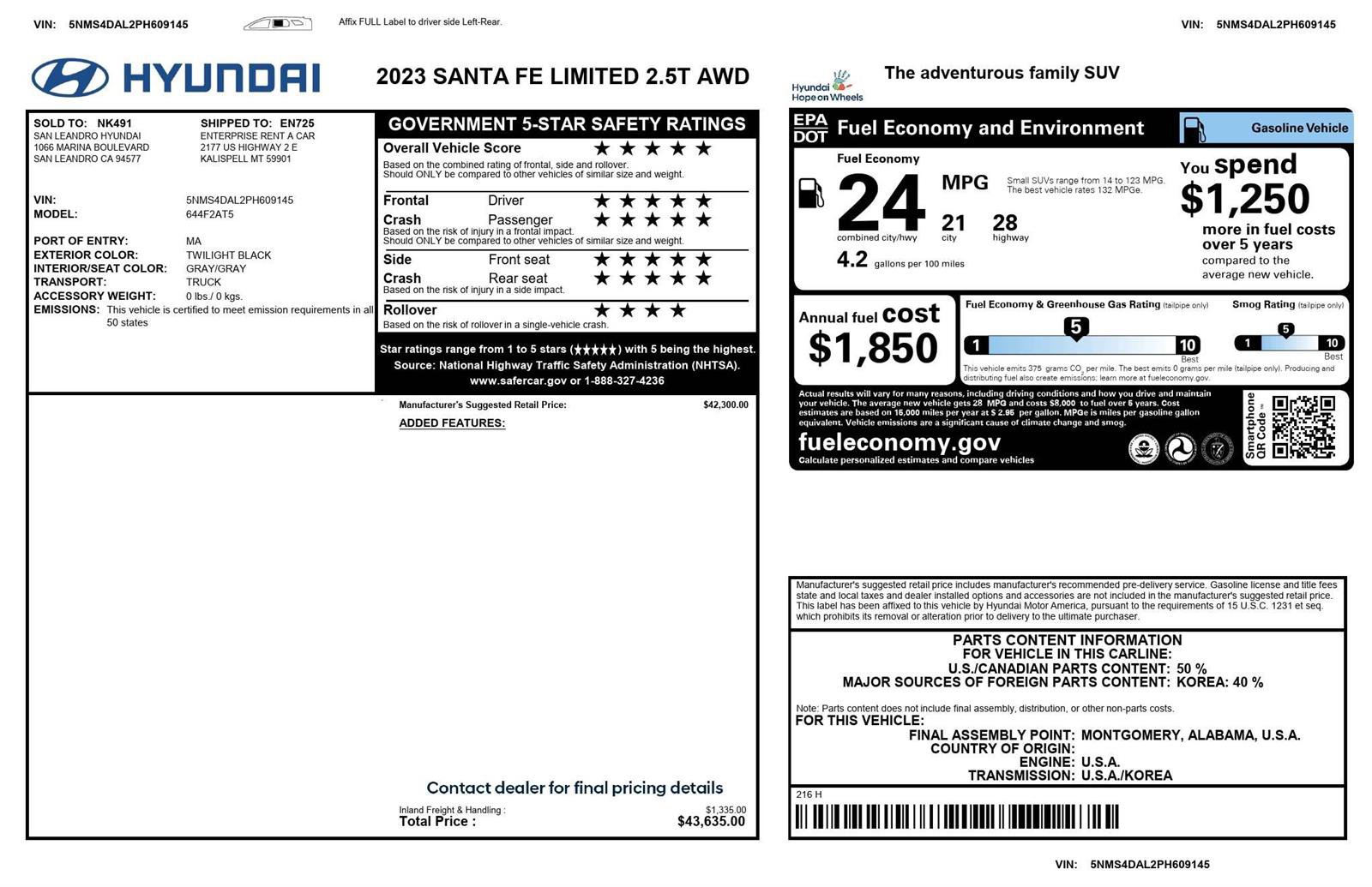 Used 2023 Hyundai Santa Fe Limited image 50