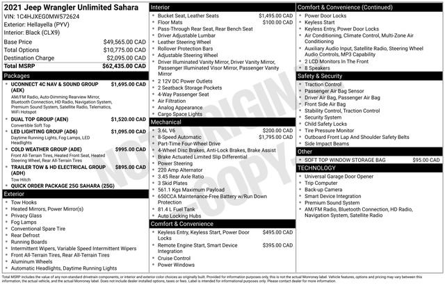 Used 2021 Jeep Wrangler Unlimited Sahara w/ Uconnect 4C Nav & Sound Group AWD/4WD image 32