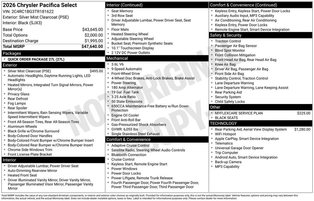 New 2026 Chrysler Pacifica Select image 6