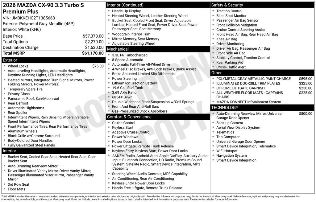 New 2026 MAZDA CX-90 3.3 Turbo S w/ Premium Plus AWD/4WD image 4