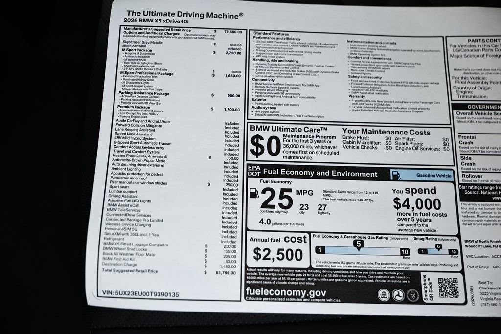 New 2026 BMW X5 xDrive40i w/ M Sport Package image 41