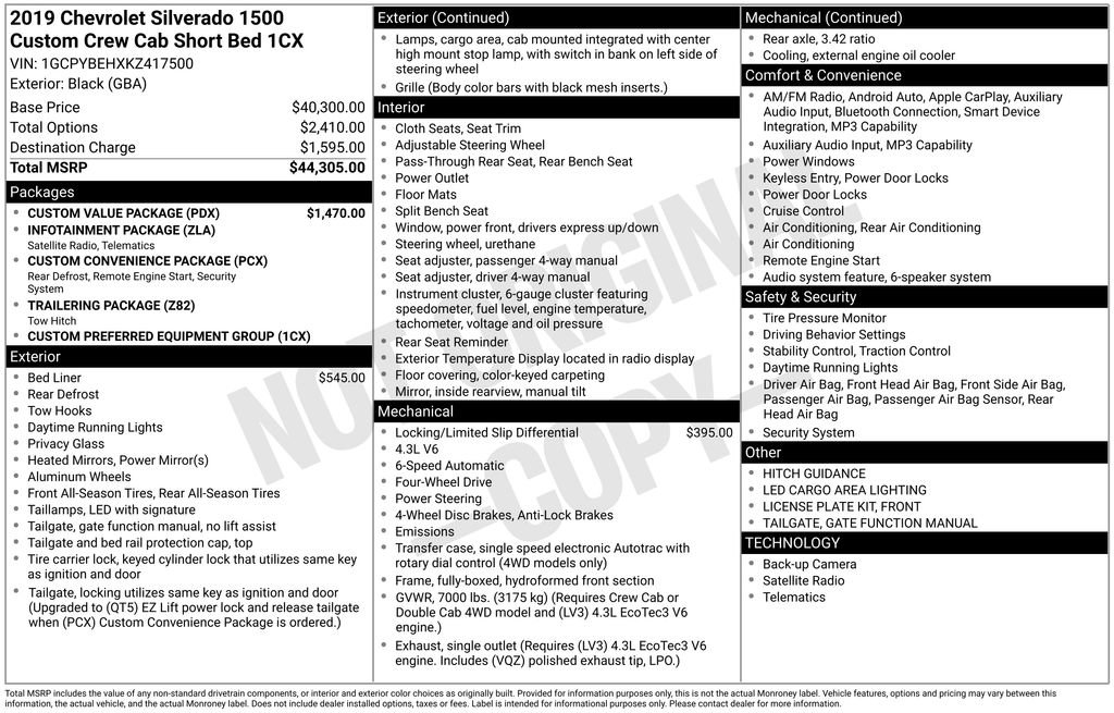 Used 2019 Chevrolet Silverado 1500 Custom w/ Custom Value Package AWD/4WD image 10
