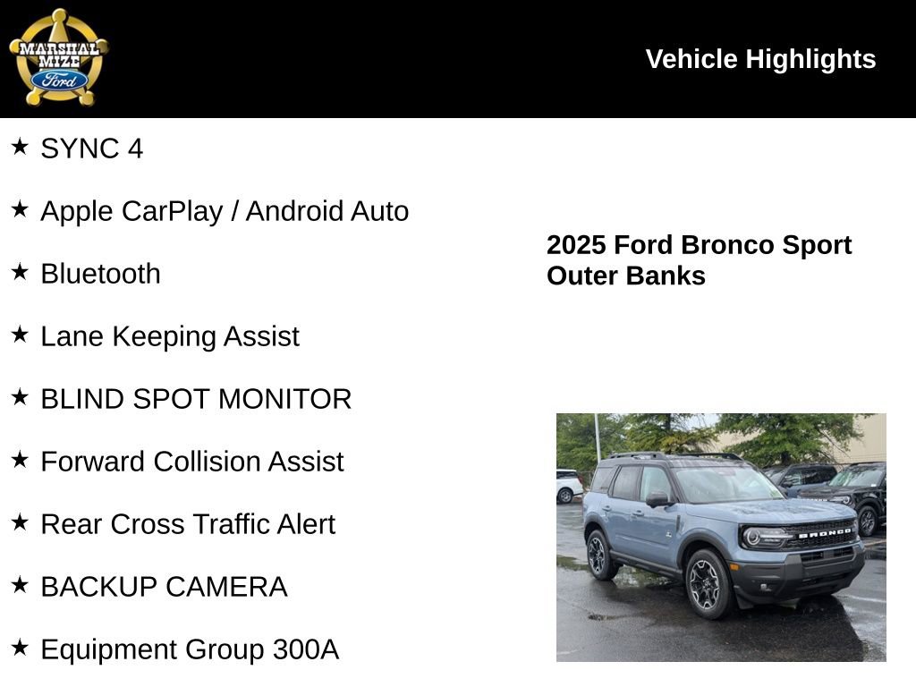 New 2025 Ford Bronco Sport Outer Banks w/ Outer Banks Tech Package+ AWD/4WD image 2