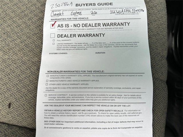 Used 2020 Chevrolet Express 2500 w/ Driver Convenience Package image 37