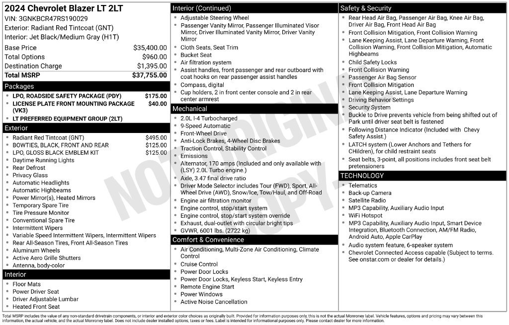 Used 2024 Chevrolet Blazer LT w/ LPO, Roadside Safety Package FWD image 13