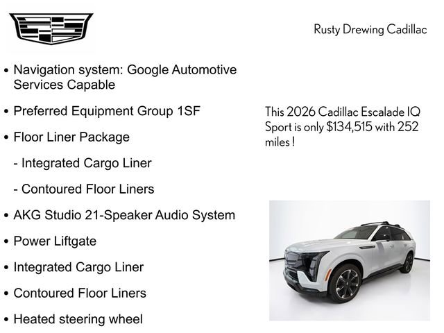 New 2026 Cadillac Escalade IQ Sport 1 w/ LPO, Floor Liner Package AWD/4WD image 4