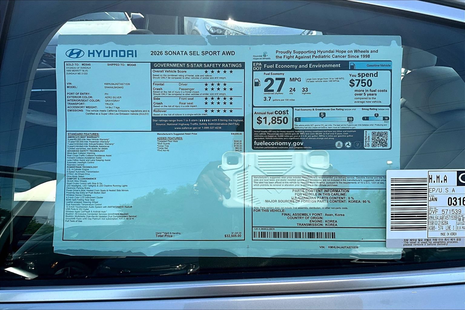 New 2026 Hyundai Sonata SEL AWD/4WD image 18