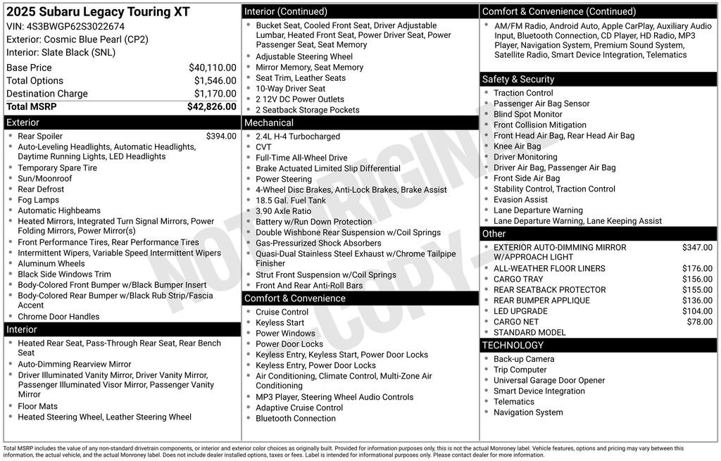 Used 2025 Subaru Legacy Touring XT image 41