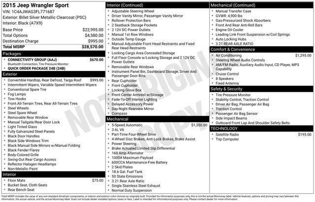 Used 2015 Jeep Wrangler Sport w/ Connectivity Group image 32